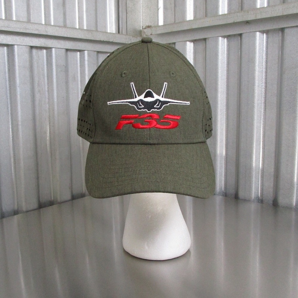 Pacific Headwear F-35 Lockheed Martin Hat Mens Olive Green Adjustable Cap 747